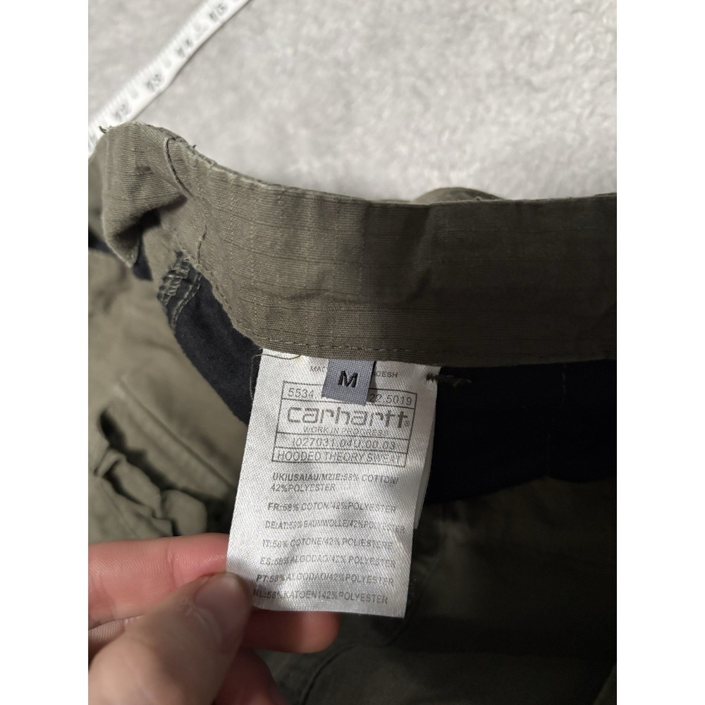 Carhartt WIP Mens Cargo Pants M Olive Green Double Knee Ripstop Distressed - Picture 7 of 7